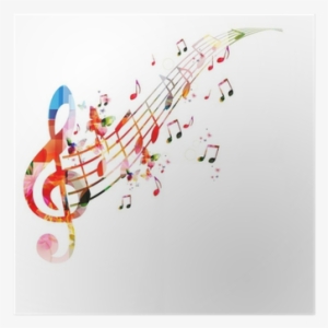 Colorful Background With Music Notes Poster • Pixers® - Colorful Music Note Vector