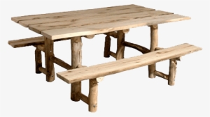 Aspen Log Picnic Table With Benches - Picnic Table