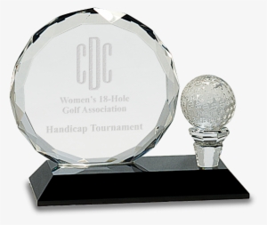 2p21cry026s Pedestal Golf Crystal Ball Tee - Engraved Crystal Glass Award 4 1/2 Inch Round Facet