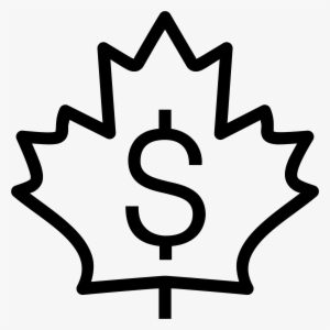 Canadian Dollar Icon - Red Outline Of Maple Leaf