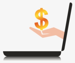Graphic Of A Hand Holding A Dollar Sign Coming Out - Laptop