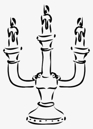 Candle, Outline, Cartoon, Flame, Light, Bars, Wax - Candelabra Clip Art Black And White