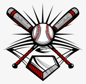 Baseball Bat, Ball, And Home Plate - Slow Pitch Softball Logo