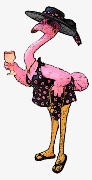 Dress Hat Sandals Da Up - Flamingo In A Dress Cartoon