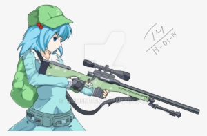Clipart Royalty Free Library Apocalypse Drawing Sniper - Anime Girl Blue Hair Gun