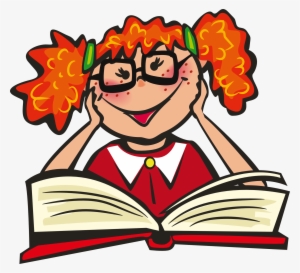 Drawing Of Happy Girl Reading Book - Reading Png