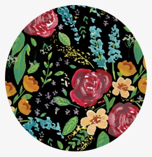 Dark Florals Pattern Circle - Artificial Flower