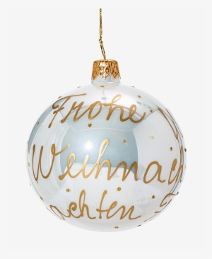 Glass Bauble Merry Christmas, White, 8cm