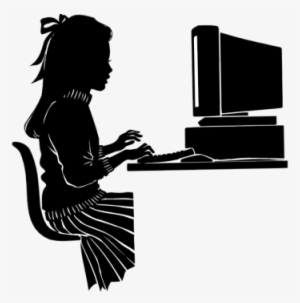 Using The Computer Clipart - Girl On The Computer