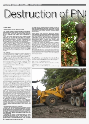 Writing Destruction Of Png's Rainforests - Construction Equipment