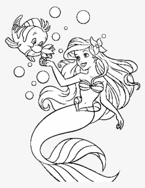Little Mermaid And Flounder Coloring Page