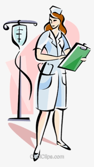 Nurse With Iv Royalty Free Vector Clip Art Illustration - Nurse With An Iv Clip Art