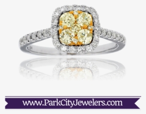 Yellow Diamond And White Diamond Ring - Peridot And Diamond Halo Ring