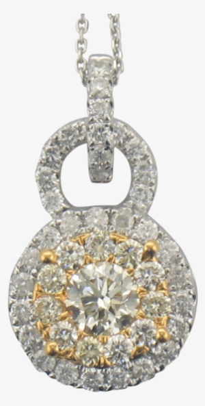 14k White Gold White And Yellow Diamond Pendant