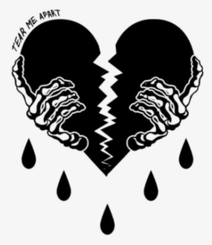 Skeletonhand Heart Heartbreak Black Tear Brokenheart - Black Heartbreak