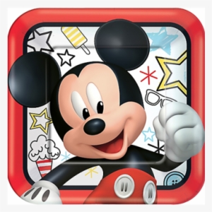 Mickey On The Go Birthday Square Paper Lunch Plates, - Mickey Mouse