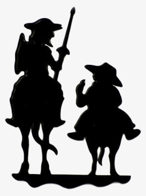 Silueta De Espaldas De Don Quijote Y Sancho Panza Con - Silueta Don Quijote Y Sancho Panza