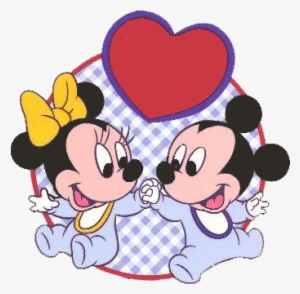 Baby Mickey & Minnie Heart Circle Clipart - Mickey Minnie Baby Png