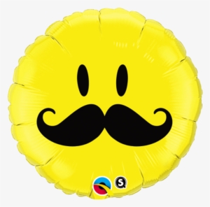Moustache Emoji Foil Balloon - 18" Yellow Smiley Face With Mustache Foil Balloon
