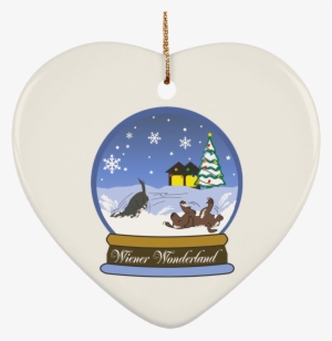 Snow Globe Christmas Ceramic Heart Ornament - Ceramic