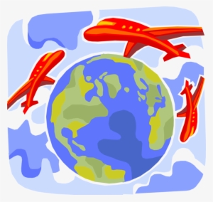 Vector Illustration Of Commercial Passenger Jet Aircraft - Earth