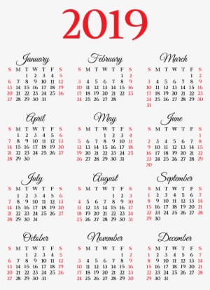 2019 Calendar Transparent Background