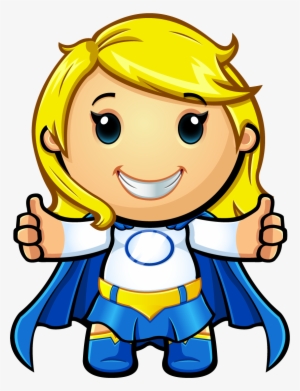 Blue And White Super Girl - Girl Thumbs Up Cartoon Png