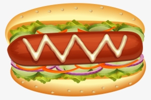 Hot Dog With Salad Png Clipart - Hot Dog Clipart Png
