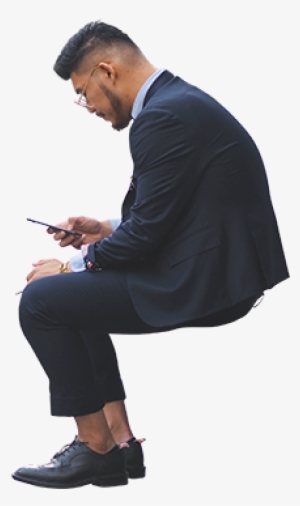 Business Man Smartphone Architecture - Photoshop People Sitting Png