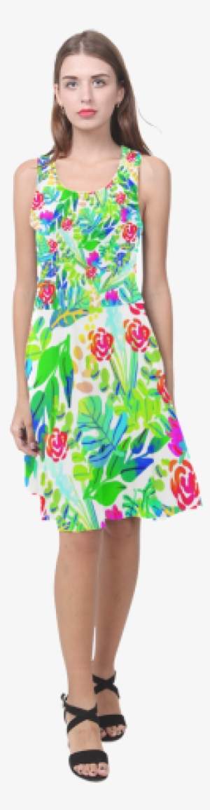 Cute Tropical Watercolor Flowers Atalanta Casual Sundress - Dress