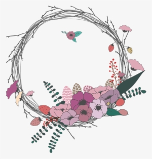 Flowers, Twig, Corolla, Wreath, Lease, Spring - Vintage Floral Wreath Png