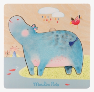 Moulin Roty Les Papoum Hippo Puzzle - Moulin Roty Hippopotamus Wooden Jigsaw Puzzle