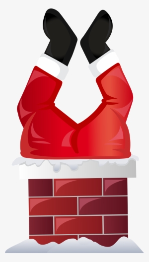 Funny Santa In Chimney Transparent Png Clip Art - Clip Art
