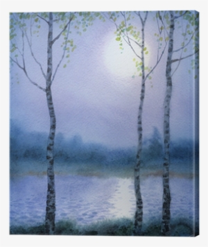 Spring Birch Trees Near The River Canvas Print • Pixers® - Watercolor Painting