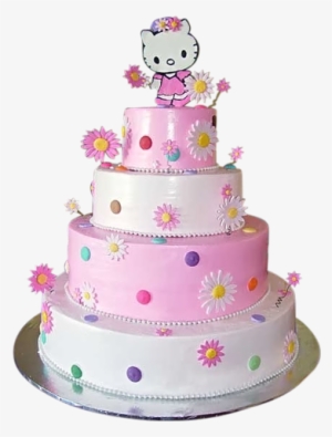 Tiered Floral Hello Kitty Cake - Birthday Cake For Girls Png