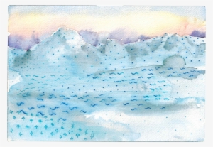 Watercolor Landscapes With Mapping Overlay - Painting