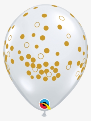 11 Inch Qualatex Diamond Clear With Gold Confetti Dots - Gold Dots On Diamond Clear 11-inch Qualatex Balloons