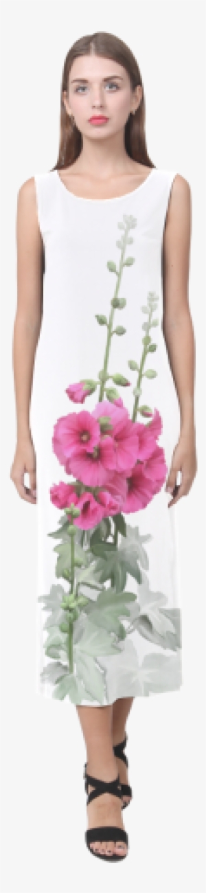 Pink Hollyhocks, Watercolor Phaedra Sleeveless Open - Pink Flowers, Watercolors Hand Towel By Ivaw