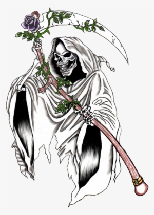Grim Reaper - Grim Reaper With Flowers Tattoo