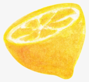 Watercolor Hand Painted Half Lemon Transparent Fruit - Portable Network Graphics
