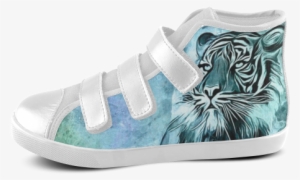 Watercolor Tiger Velcro High Top Canvas Kid's Shoes