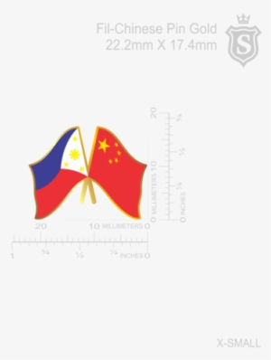 Fil-chinese Flag Pin Gold - Millimetre