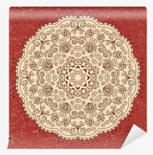 Vintage Card With Lace Ethnic Ornament In A Circle - Crochet
