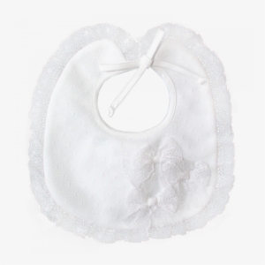White Bib In Plumetis Tulle And Lace - White