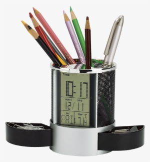Bd0036 Clock Organiser With Pen Cup - Eco Clock Organiser With Pen Cup