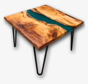 Yew Wood & Green Resin River Side Table Thumbnail - Coffee Table Green Wood Uk
