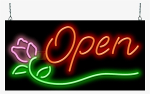 Rose Neon Open Sign Script Style - Neon Sign