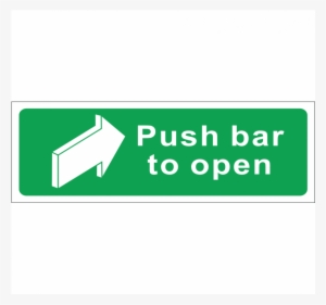 Push Bar To Open Sign, Vinyl, 45x15cm - Fire Safety Photo Luminescent Sign - Push Bar