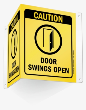 Caution Doors Swings Open Sign - Caution Eye Protection Required In This Area