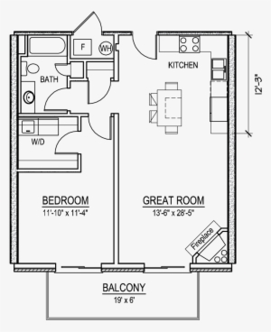 A 1 Bedroom With Balcony - Diagram